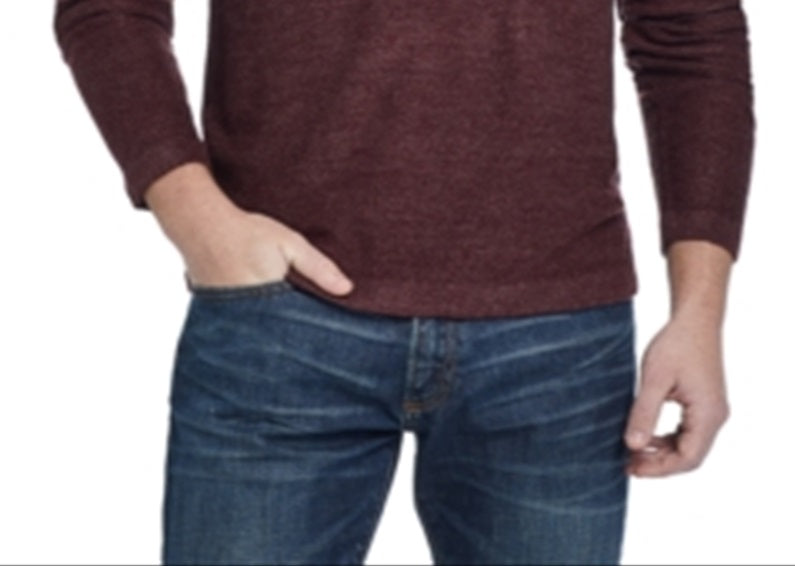 Suéter masculino vintage à prova de intempéries com decote em V e toque suave, vermelho, tamanho grande