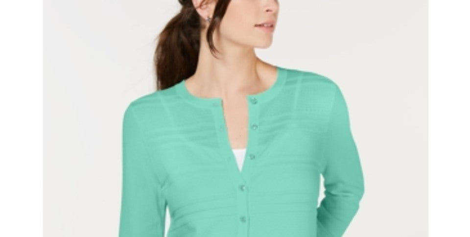 Cardigan texturizado pequeno feminino Charter Club, verde pequeno XS