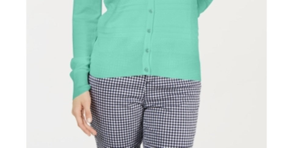 Cardigan texturizado pequeno feminino Charter Club, verde pequeno XS
