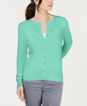 Cardigan texturizado pequeno feminino Charter Club, verde pequeno XS