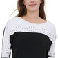 Blusa Calvin Klein Feminina Manga 3/4 Gola Joia Preta Tamanho Médio