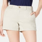 Shorts chino femininos Maison Jules com frente lisa, marrom, tamanho 2