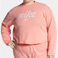 Moletom Nike Plus Sportswear feminino de algodão, curto, rosa, tamanho 3X