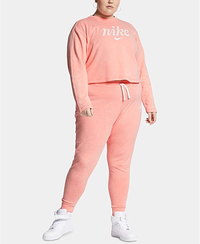 Moletom Nike Plus Sportswear feminino de algodão, curto, rosa, tamanho 3X