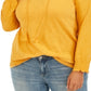 Blusa feminina plus size de algodão bordado com gola amarrada, tamanho 4X, amarela, estilo &amp; co