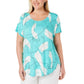 Camiseta feminina estampada Alfani Plus Knit Verde Tamanho 0X