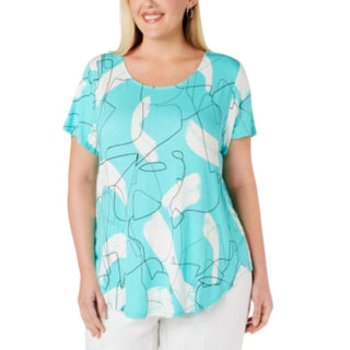 Camiseta feminina estampada Alfani Plus Knit Verde Tamanho 0X