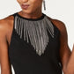 INC International Concepts Suéter feminino sem mangas com colar de strass, preto, tamanho PP