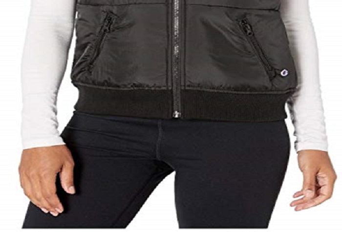 Colete acolchoado Champion Athletics Stadium feminino, preto, tamanho X-S