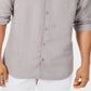 Camisa casual masculina Alfani de linho com botões, cinza, tamanho XXL