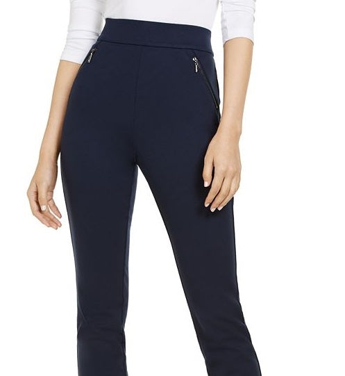 Calça feminina com bolso e zíper INC International Concepts, azul, tamanho 8