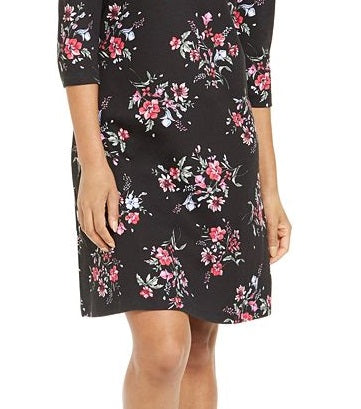 Vestido feminino Karen Scott com estampa floral, preto, tamanho P