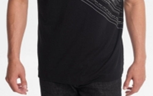 Karl Lagerfeld Camiseta Masculina Crew com Estampa em Relevo Falso, Preta, Tamanho X-G