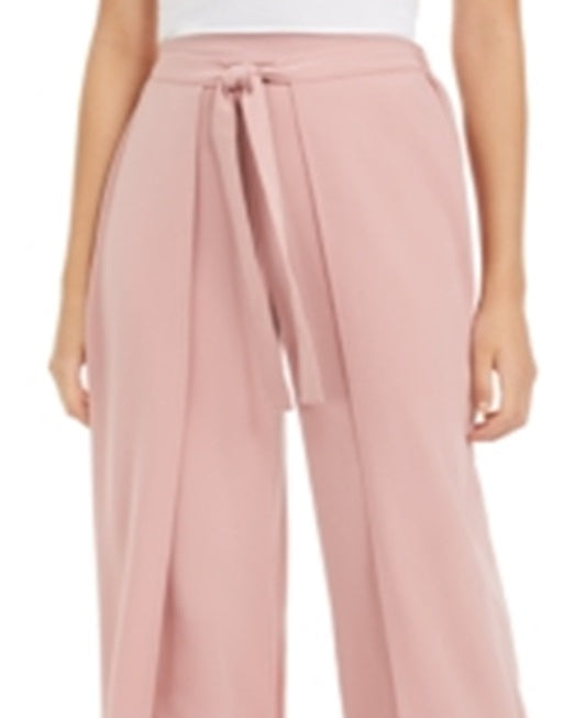 Calça feminina Bar III com amarração frontal e perna larga, rosa, tamanho XXS