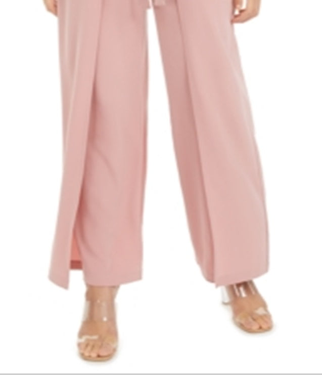 Calça feminina Bar III com amarração frontal e perna larga, rosa, tamanho XXS