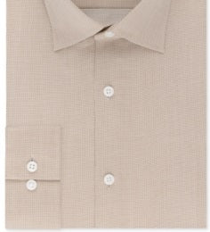 Camisa social masculina Michael Kors Regular Fit Airsoft Stretch Non Iron Performance Solid Marrom Tamanho G