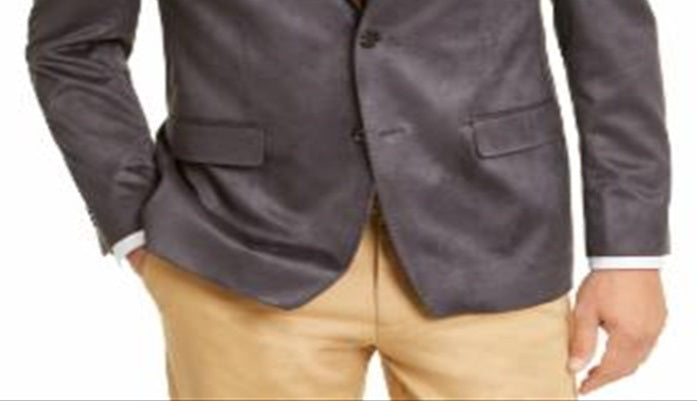 Ralph Lauren Masculino Classic Fit Camurça Sintética Casaco Esportivo Cinza Tamanho 48