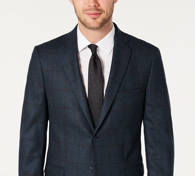 Casaco esportivo masculino Michael Kors, curto, com janela, dois botões, azul, tamanho 38 S