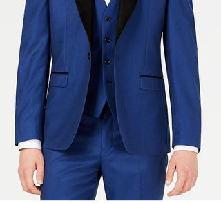 Jaqueta smoking masculina Ryan Seacrest Distinction Slim-Fit Stretch Cobalt Shawl Lapel, azul, tamanho 46