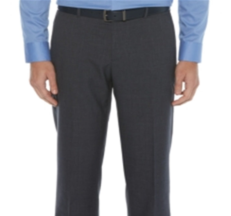 Calça social masculina Perry Ellis Modern Fit, sem passar roupa, elástica, xadrez, azul, tamanho 33x29