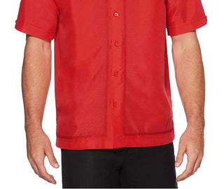 Cubavera Men's Big & Tall Insert Panel Sport Shirt Red Size 2X
