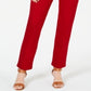 Jeans feminino estilo &amp; co com controle de barriga e perna reta, vermelho, tamanho 4