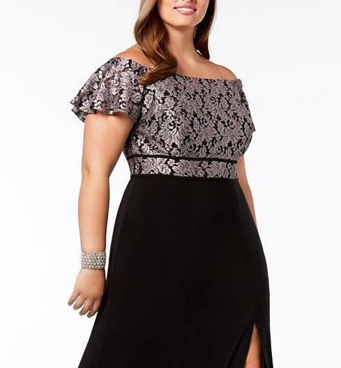 Vestido Plus Size Nightway Feminino Ombro a Ombro Preto Tamanho 16W