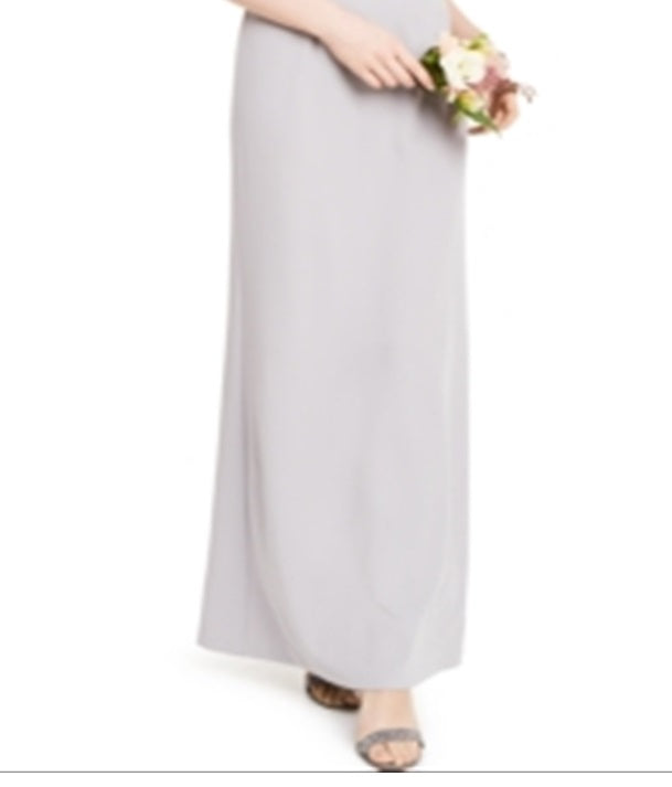 Vestido de festa longo com fenda e manga curta, ombro de fora, tamanho 8, cinza, feminino, Adrianna Papell