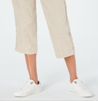 Calça Capri Feminina Calvin Klein Roll Tab Performance Marrom Tamanho P