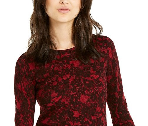 Suéter feminino Michael Kors com estampa de renda, vermelho, tamanho G