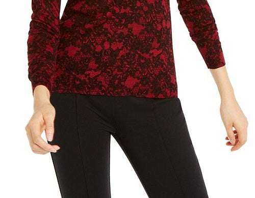 Suéter feminino Michael Kors com estampa de renda, vermelho, tamanho G