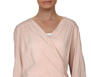 Blusa envolvente drapeada Check on It Hi-Low da Free People para mulheres, rosa, tamanho M