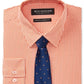 Conjunto de camisa social xadrez slim fit elástica e fácil de cuidar Nick Graham para homens e gravata com bolinhas laranja, tamanho M