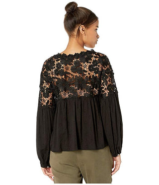 Top de renda Lina feminino Free People, preto, tamanho grande