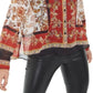 Blusa feminina com estampa de cachecol INC International Concepts, vermelha, tamanho 2XL