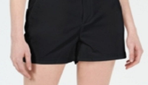 Shorts chino femininos Maison Jules com frente lisa, preto, tamanho 14