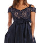 Vestido feminino R &amp; M Richards com alças finas, decote em V, comprimento total, formal, cintura império, azul, tamanho 12