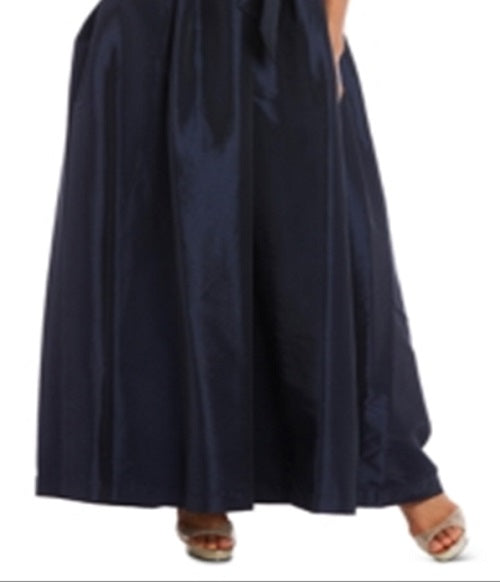 Vestido feminino R &amp; M Richards com alças finas, decote em V, comprimento total, formal, cintura império, azul, tamanho 12