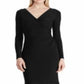 Vestido formal Ralph Lauren feminino com sobrepeliz de renda e sobrepeliz Clevella, preto, tamanho 14