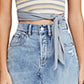 Minissaia desfiada com bolsos Free People feminina, azul, tamanho 24