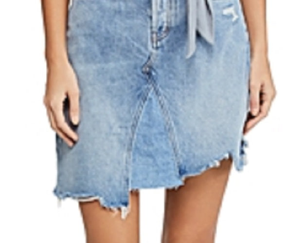 Minissaia desfiada com bolsos Free People feminina, azul, tamanho 24