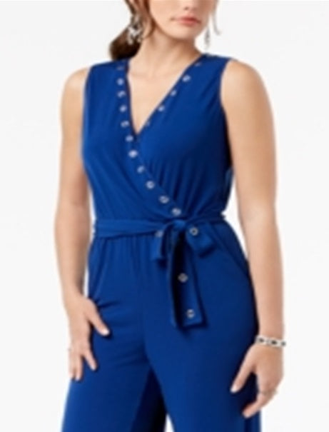 Macacão Ny Collection Petite com cinto e ilhós azul tamanho Petit XL