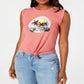 Camiseta Roxy Juniors com estampa gráfica e amarração frontal, rosa, tamanho M