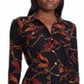 Vestido-camisa longo estampado com gola alta e punho Ralph Lauren feminino, preto, tamanho pequeno