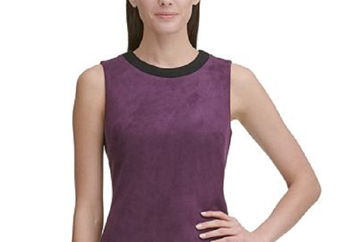 Vestido tubinho assimétrico de camurça sintética feminino Tommy Hilfiger, roxo, tamanho 4