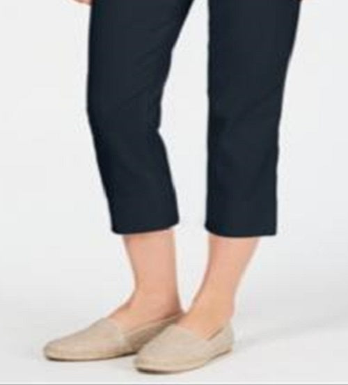Calça feminina Charter Club, curta, com elástico, azul, tamanho 12, pequena