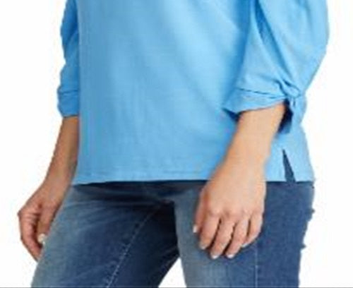 Blusa Ralph Lauren Feminina Manga 3/4 Gola Joia Azul Tamanho Grande