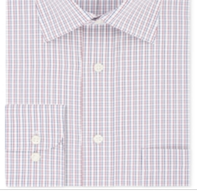 Camisa social xadrez Eagle Masculina Classic Regular Fit, sem passar a ferro, gola elástica, vermelha, tamanho 32x33