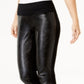 Calça skinny feminina de couro sintético INC International Concepts, preta, tamanho 6