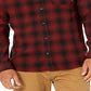 Camisa xadrez masculina Quiksilver de manga comprida com botões, vermelha, tamanho grande